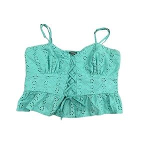 Wild Fable lace peplum too in teal